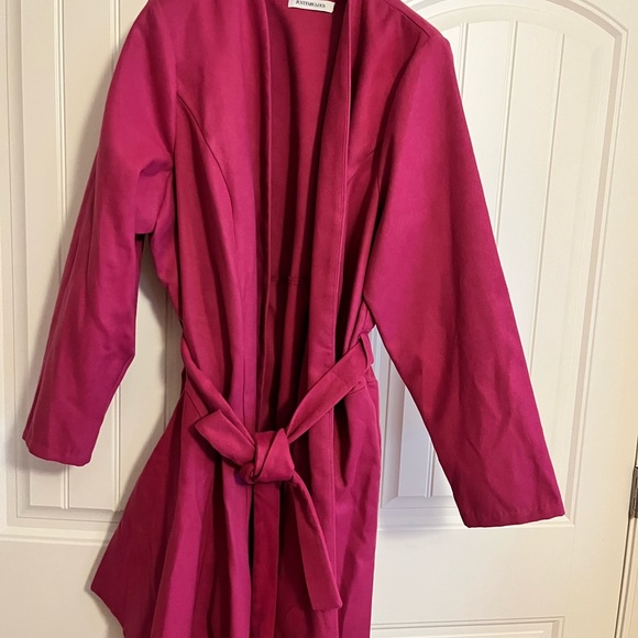 NEW Just Fab Festive Fuchsia Asymmetrical Hem Coat Size 3X - Picture 5 of 7